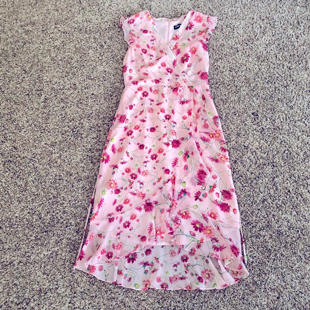 Karl Lagerfeld Pink Floral High Low Midi Dress 🌸